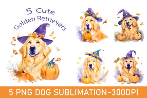 Dog Sublimation Golden Retriever Grafika Ilustracje AI Przez OVOYA's GALLERY