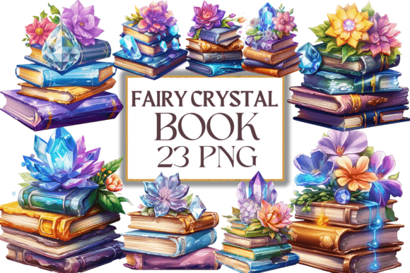 Fairy Crystal Flower Book Clipart Gráfico Ilustraciones Imprimibles Por Digital Xpress