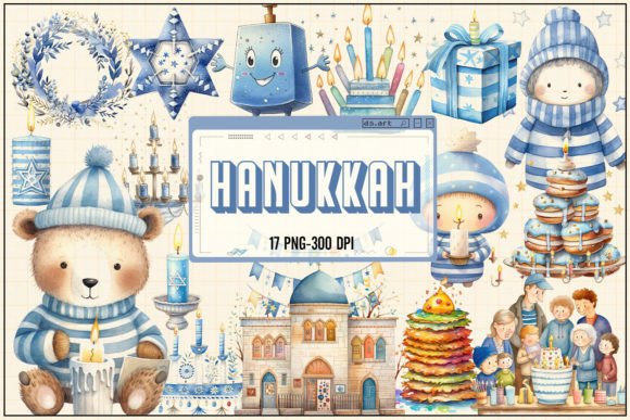 Hanukkah Sublimation Bundle Clipart Graphic Illustrations By DS.Art