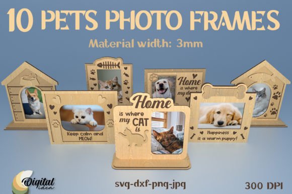Pets Photo Frame Bundle. Laser Cut Frame Graphic 3D SVG By Digital Idea