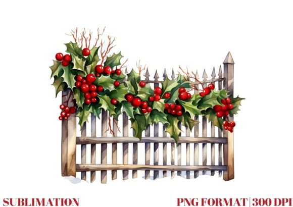 Watercolor Christmas Fence Clipart Graphic Illustrations By Mirawillson