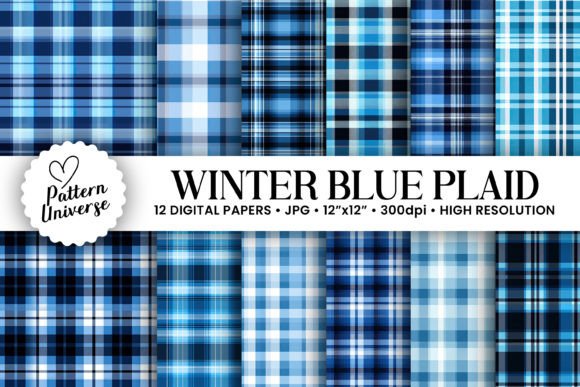 Winter Blue Plaid Seamless Patterns Graphic Patterns By Pattern Universe