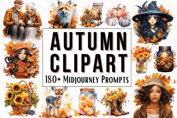 180+ Midjourney Autumn Clipart Prompts Gráfico Gráficos IA Por Two Mountain Media