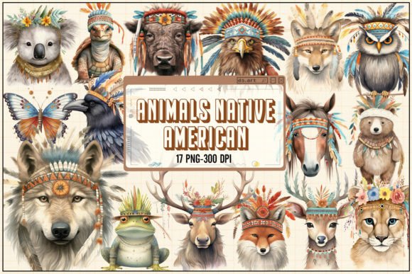 Animals Native American Sublimation Graphic Illustrations By DS.Art
