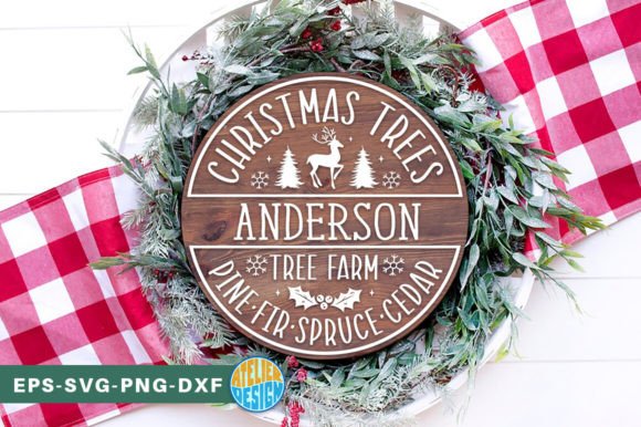 Christmas Trees Farm Monogram SVG Sign Afbeelding 3D-SVG Door Atelier Design
