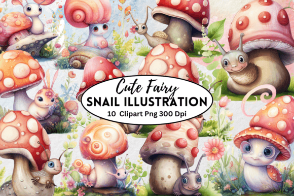 Cute Fairy Snail Illustration Grafik Druckbare Illustrationen Von Crafticy
