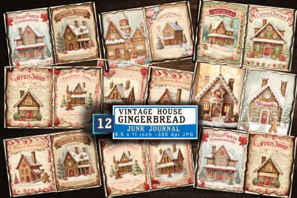 Gingerbread House Junk Journal Ephemera Illustration Illustrations Imprimables Par Md Shahjahan
