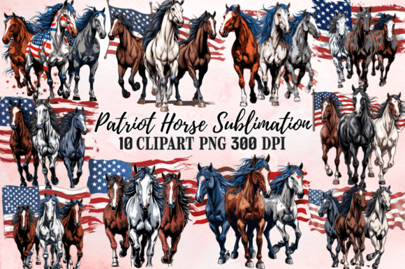Patriot Horse Sublimation Clipart Bundle Grafik Druckbare Illustrationen Von Crafticy
