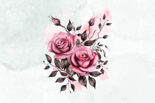 Rose Watercolor Clipart Bundle Grafika Ilustracje do Druku Przez Crafticy 5