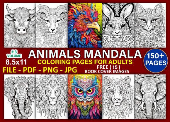 150 Animals Mandala Coloring Pages Vol-3 Graphic Coloring Pages & Books Adults By Sobuj Store