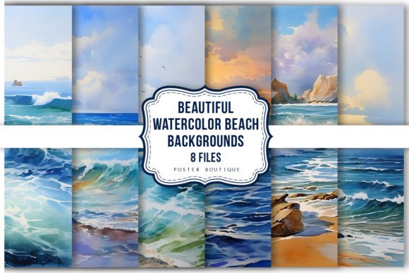 Beautiful Watercolor Beach Backgrounds P Graphic Illustrations By Poster Boutique