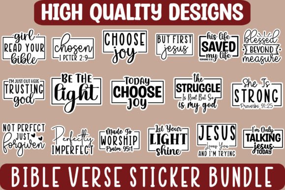 Bible Verse Sticker Bundle Graphic Crafts By Tshirt_Bundle