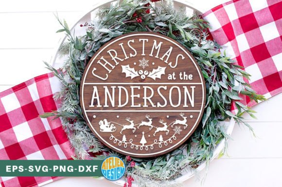 Christmas at the Family Monogram Sign Graphic 3D SVG By Atelier Design