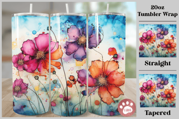 Cosmos Alcohol Ink 20oz Tumbler Wrap PNG Graphic Crafts By Luna Art Design