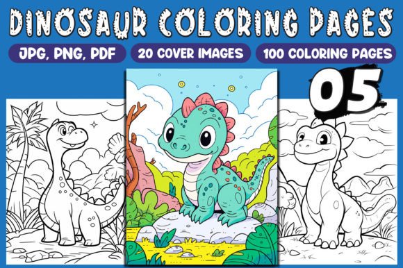 Dinosaur Coloring Pages for Kids Vol-05 Graphic AI Coloring Pages By FuN ArT