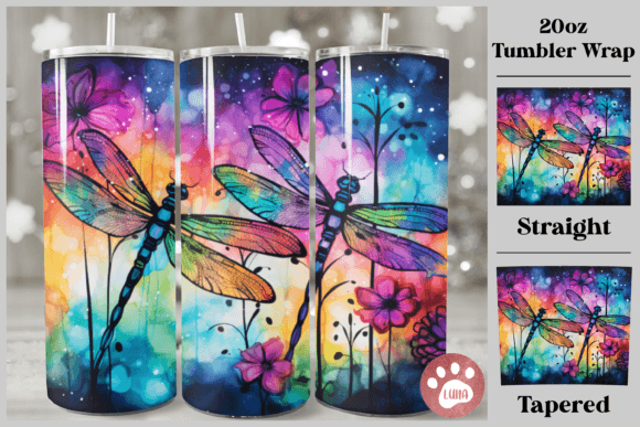 Dragonfly Alcohol Ink 20 Oz Tumbler Wrap Graphic Crafts By Luna Art Design