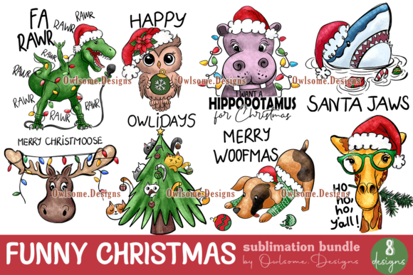 Funny Christmas Sublimation Bundle Graphic Crafts By owlsome.designs