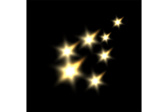 Glowing Stars. Light Effect. Magic Yello Grafik Druckbare Illustrationen Von vectortatu