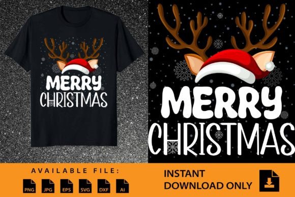 Merry Christmas Reindeer Xmas T-Shirt Gráfico Diseños de Camisetas Por typo artist