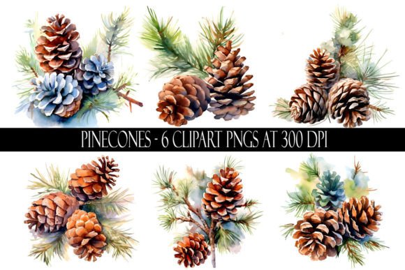 Pinecone Clipart Grafica Illustrazioni Stampabili Di Digital Paper Packs