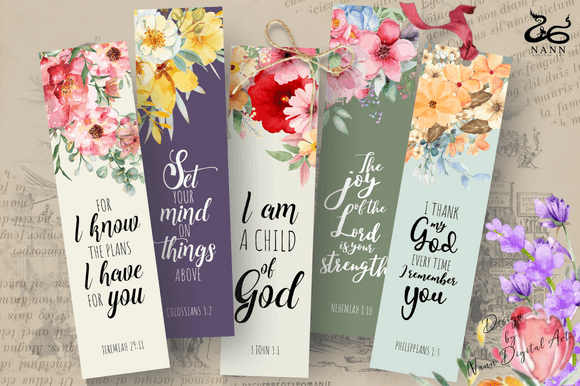 Printable Bible Verses Bookmarks Set #12 Grafica Modelli di Stampa Di Nann Digital Art