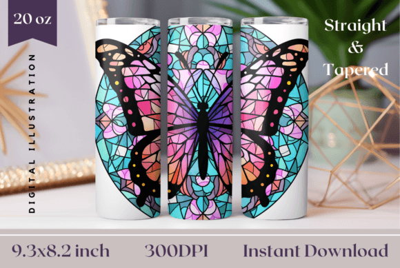 Stained Glass Butterfly Sublimation Gráfico Gráficos IA Por Ailirel Design