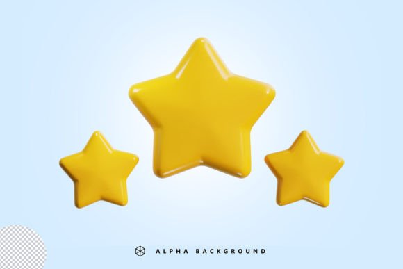 Three-stars Rating Icon 3d Render Illustration Icônes Par crop3dbusiness