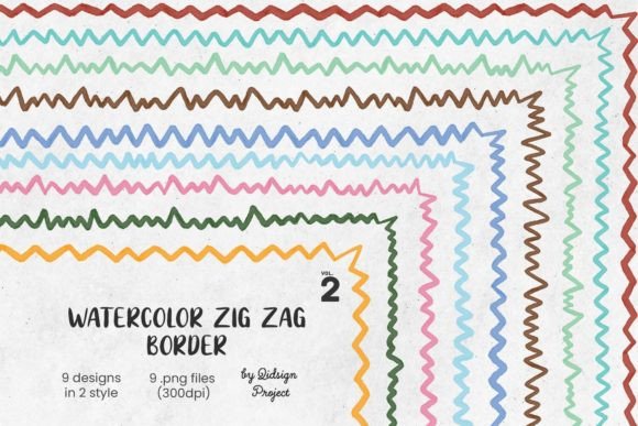 Watercolor Zig Zag Border, Decorative Graphic Objects By qidsign project
