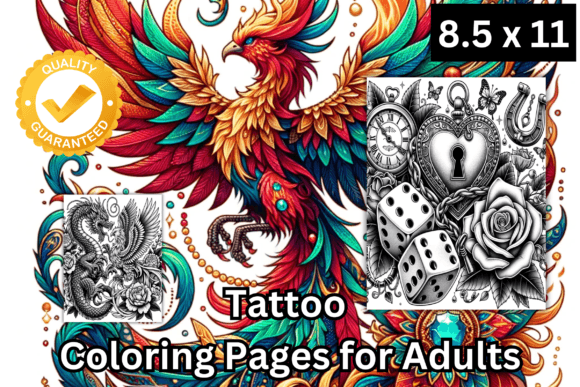 12 Tattoo Coloring Pages for Adults-Teen Graphic Coloring Pages & Books Adults By Creative Dream
