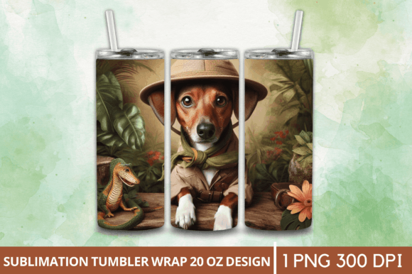 A Brown Rat Terrier Dressed As a Jungle Gráfico Ilustrações para Impressão Por Craft Fair
