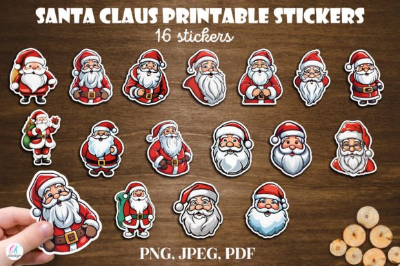 Christmas Stickers. Santa Claus Stickers Gráfico Gráficos IA Por OK-Design