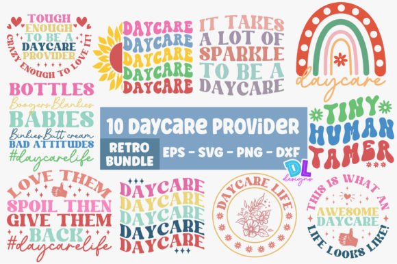 Daycare Provider Retro Bundle Graphic Crafts By DL designs