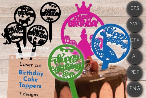 Happy Birthday Papercut Cake Toppers Svg Graphic 3D SVG By DatsenCreate
