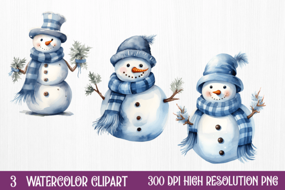 Blue Christmas Watercolor Clipart PNG Graphic AI Illustrations By CraftArt