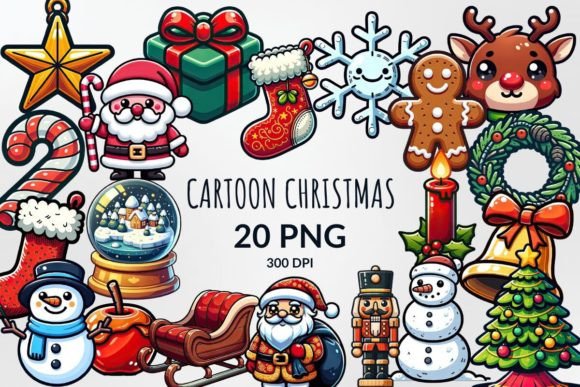 Cute Cartoon Christmas Sublimation Graphic Illustrations By DigitalCreativeDen