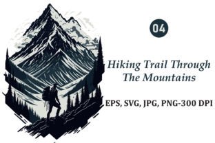 Hiking Trail Through the Mountains Grafica Illustrazioni Stampabili Di aekblahareda 1