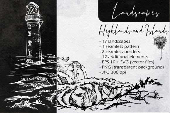 Landscapes of Scotland Graphic Illustrations By msflaffy