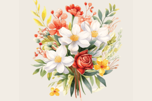 Watercolor White Flower Bouquet Cliparts Grafica Creazioni Di Abdel designer 2