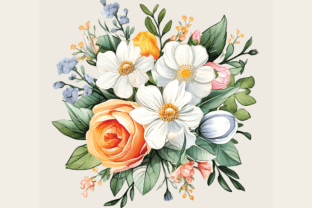 Watercolor White Flower Bouquet Cliparts Graphic Crafts By Abdel designer 3