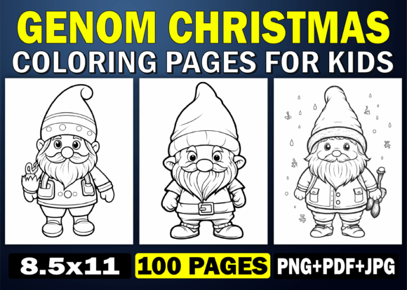 Christmas Gnomes Coloring Pages for Kids Gráfico Páginas y libros de colorear para niños Por KDP PRO DESIGN