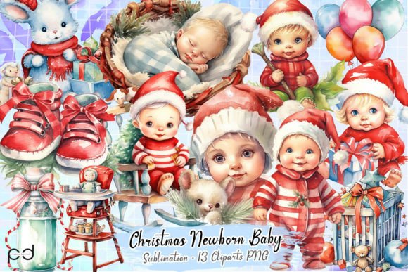 Christmas Newborn Baby Clipart PNG Grafik Druckbare Illustrationen Von Padma.Design