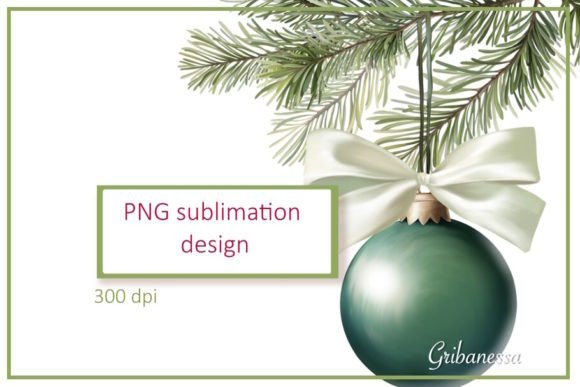 Christmas Branch with Ball PNG Afbeelding Afdrukbare Illustraties Door Gribanessa_Art