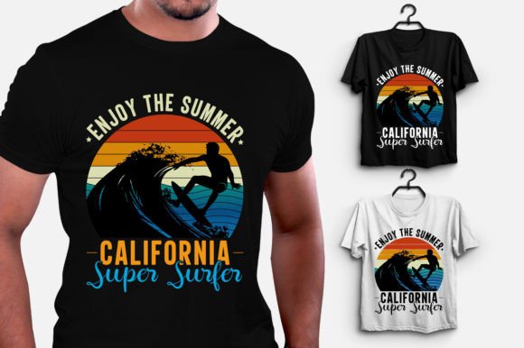 Enjoy the Summer California Super Surfer Graphic T-shirt Designs By T-Shirt Design Bundle