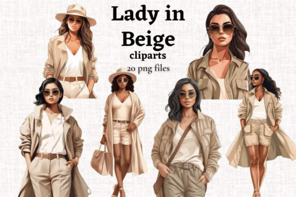 Fashion Girl in Beige Illustrations PNG Graphic Illustrations By MashMashStickers