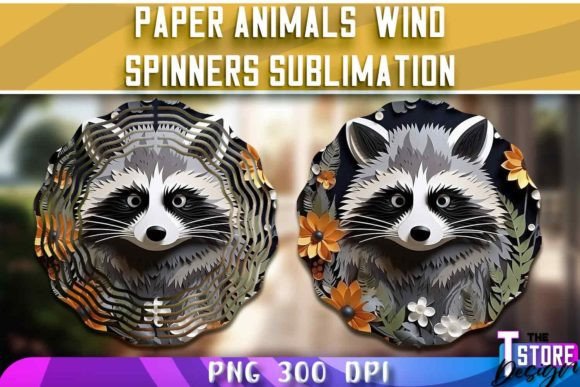 Paper Raccoon Wind Spinners Sublimation Afbeelding Crafts Door The T Store Design