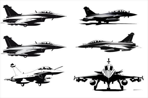 Fighting Jet Vector Black Silhouette Set Gráfico Ilustraciones Imprimibles Por amazinart