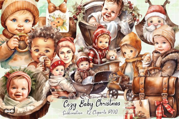 Cozy Baby Christmas Sublimation Clipart Grafik Druckbare Illustrationen Von Padma.Design