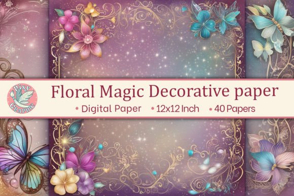 Floral Magic Decorative Paper Graphic Backgrounds By Pixy Graphic