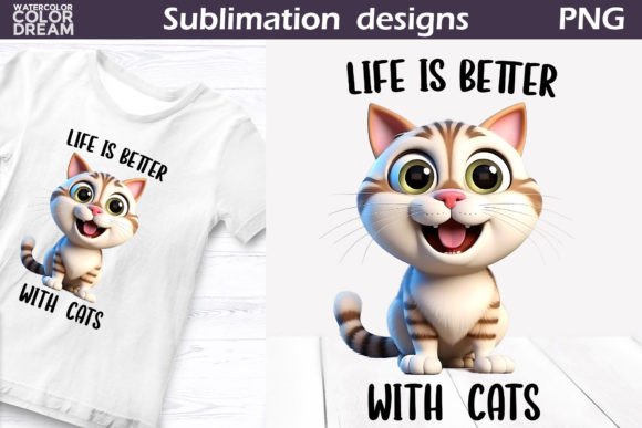 Funny Cat T Shirt Design Graphic T-shirt Designs By WatercolorColorDream