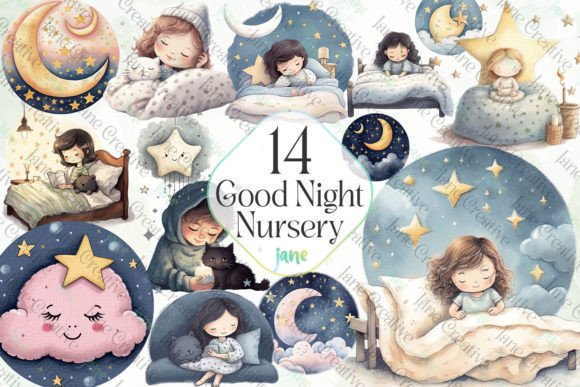 Good Night Nursery Sublimation Bundle Graphic Illustrations By JaneCreative